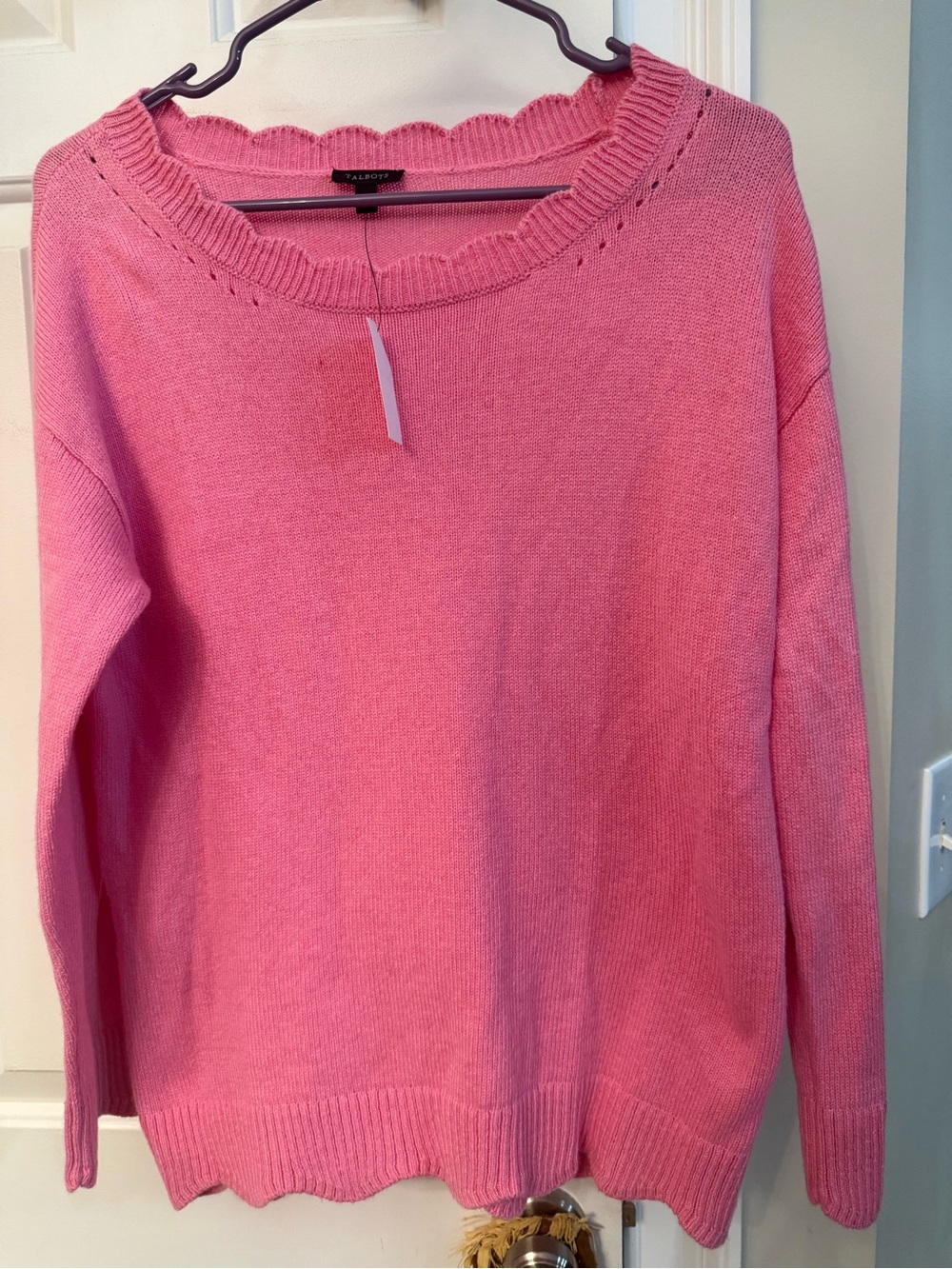 NWT Talbots Pink Scallop Crewneck Sweater